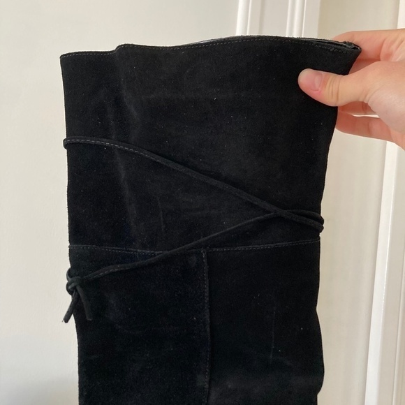 NWOT Free People Echo Platform Over The Knee Black Suede Boots - Picture 5 of 9